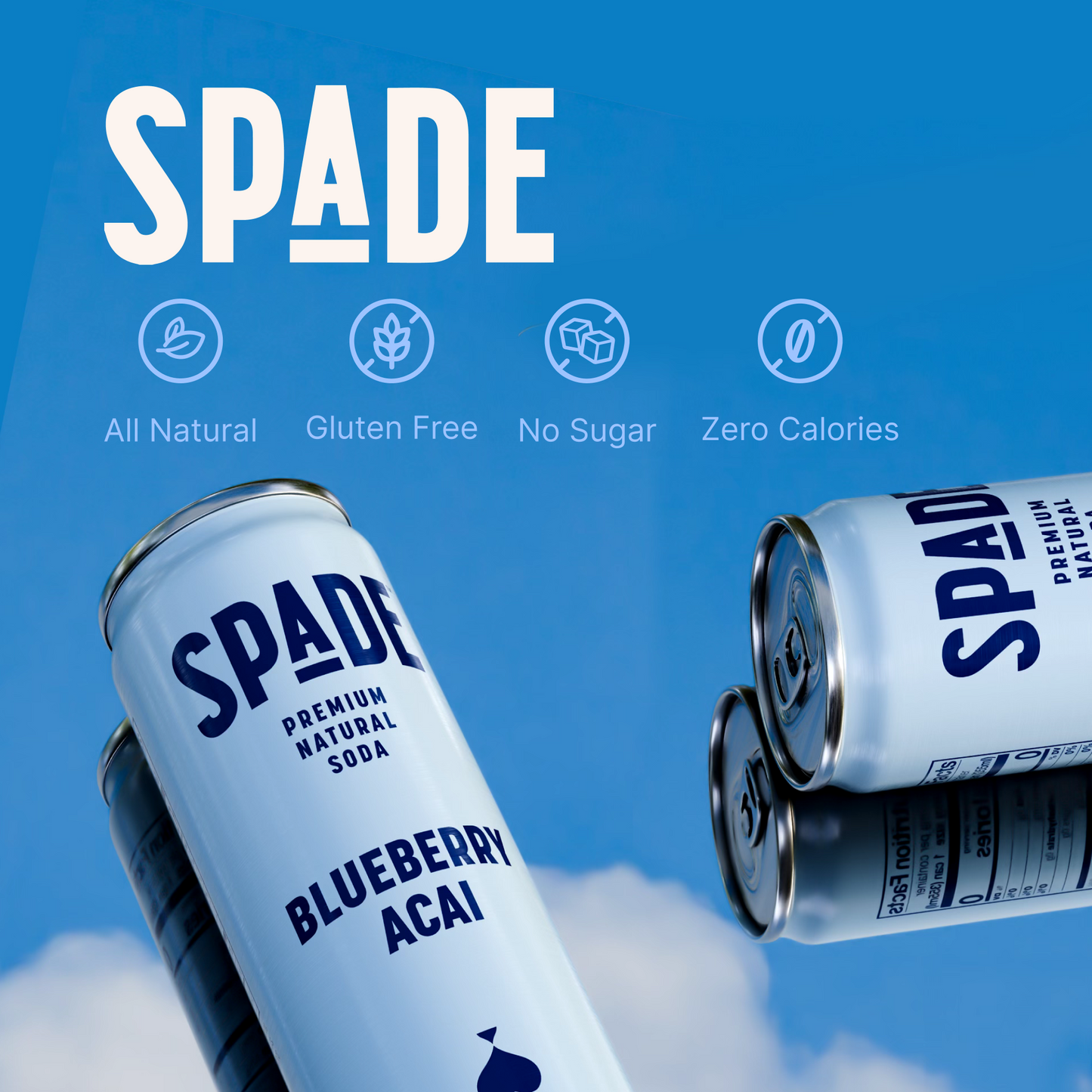 Spade Blueberry Acai Soda 12 oz - 12 pack