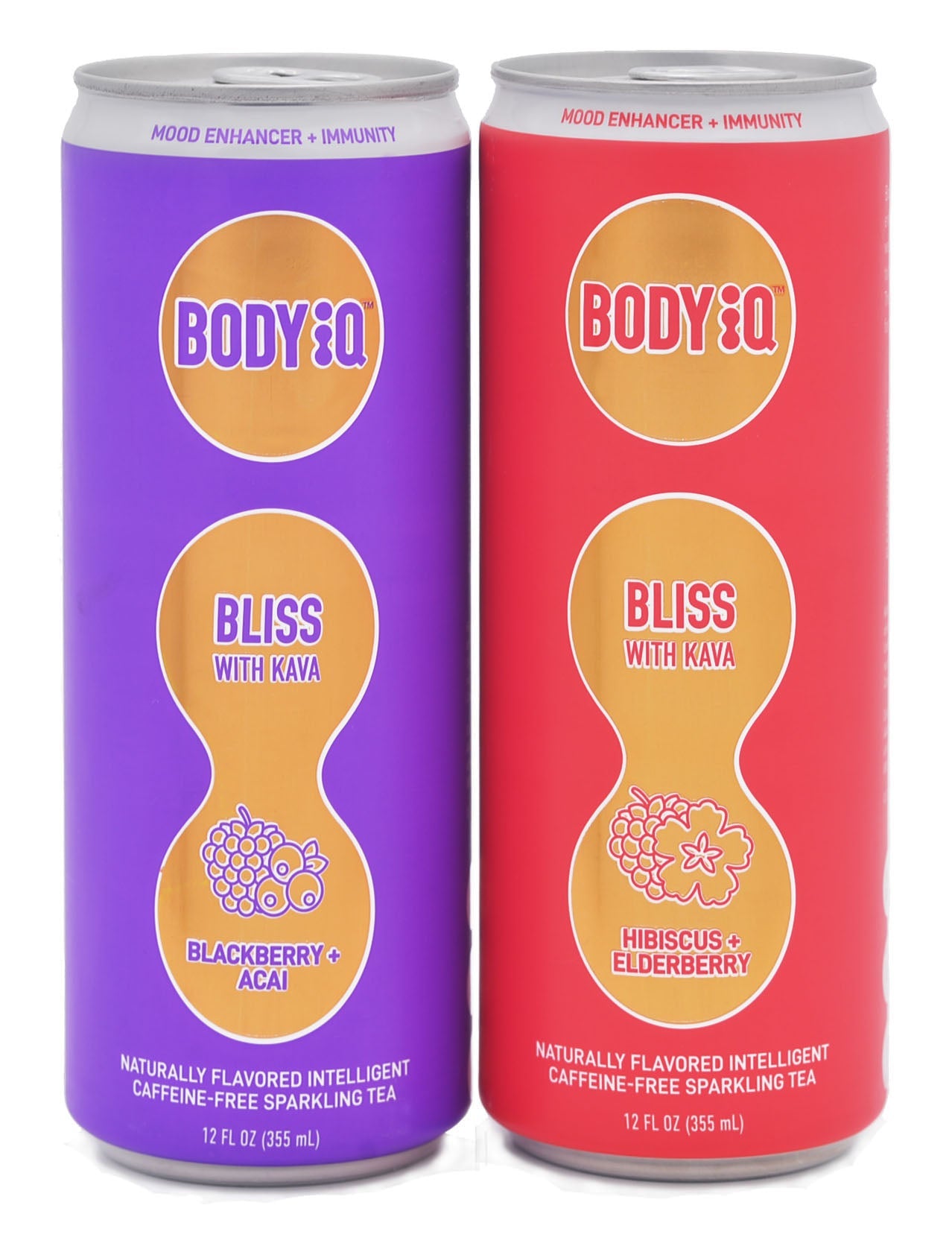 Body iQ - BLISS Caffeine Free Sparkling Water (Hibiscus Elderberry with tea essence, 12 Pack Case)