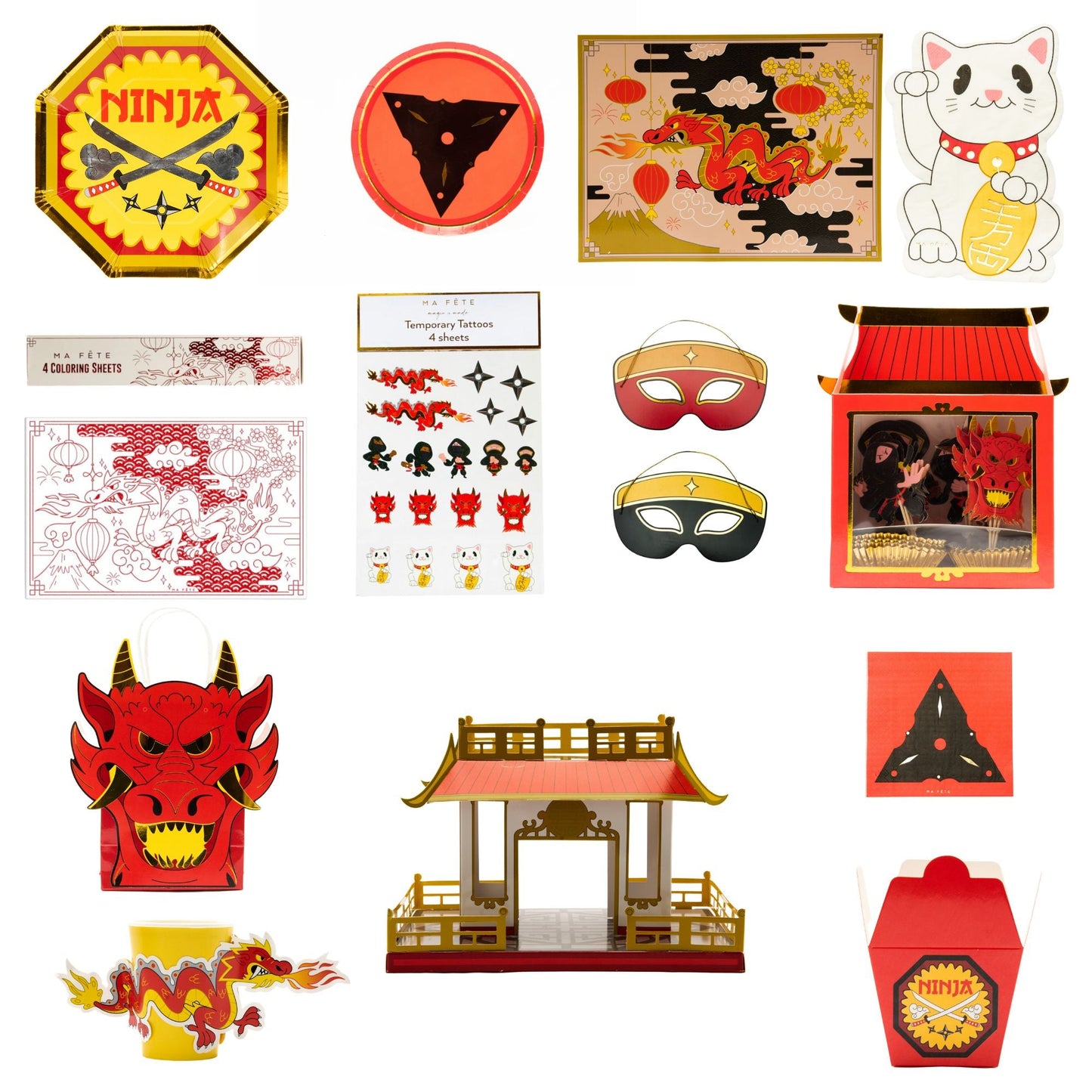 Ma Fete Premium Unique NINJA Birthday Party Box - 133 pieces