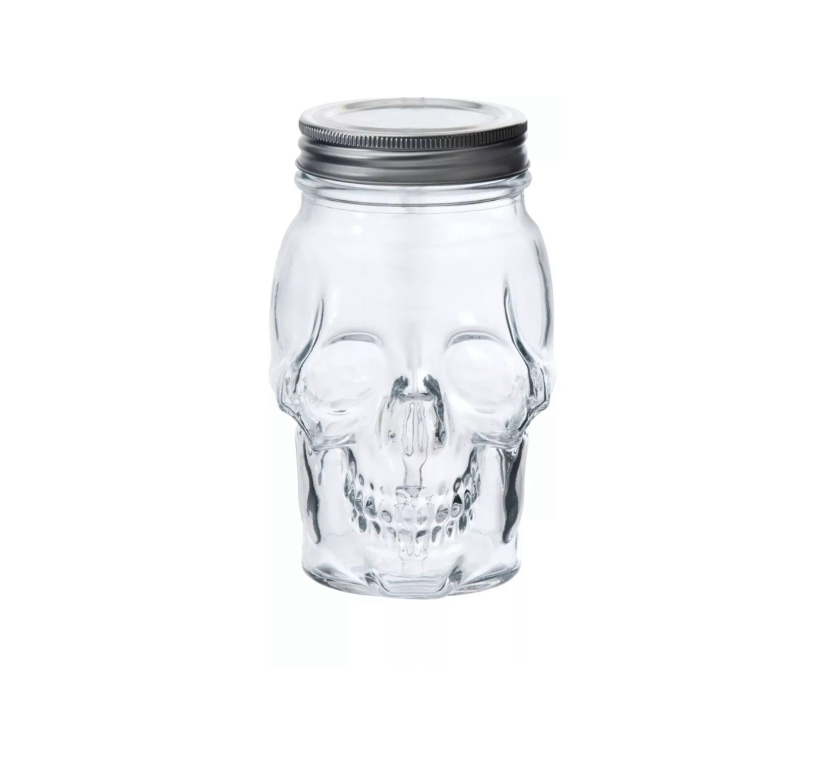 Dura Living - Skull Mason Jar with Lid-16 oz Clear 2-Pack