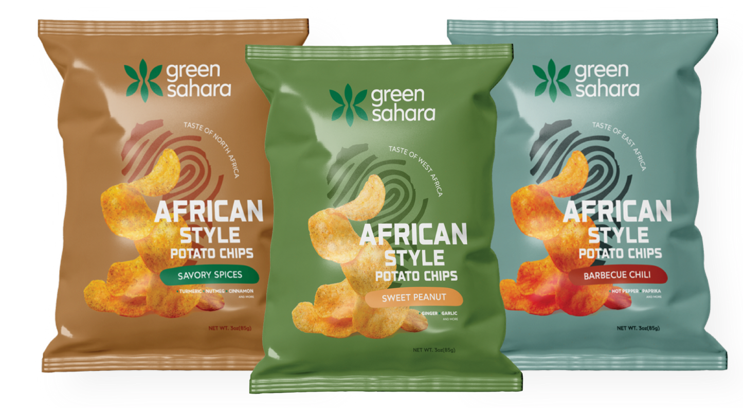 Green Sahara -North, West and East African Potato Chips Variety-9 pk