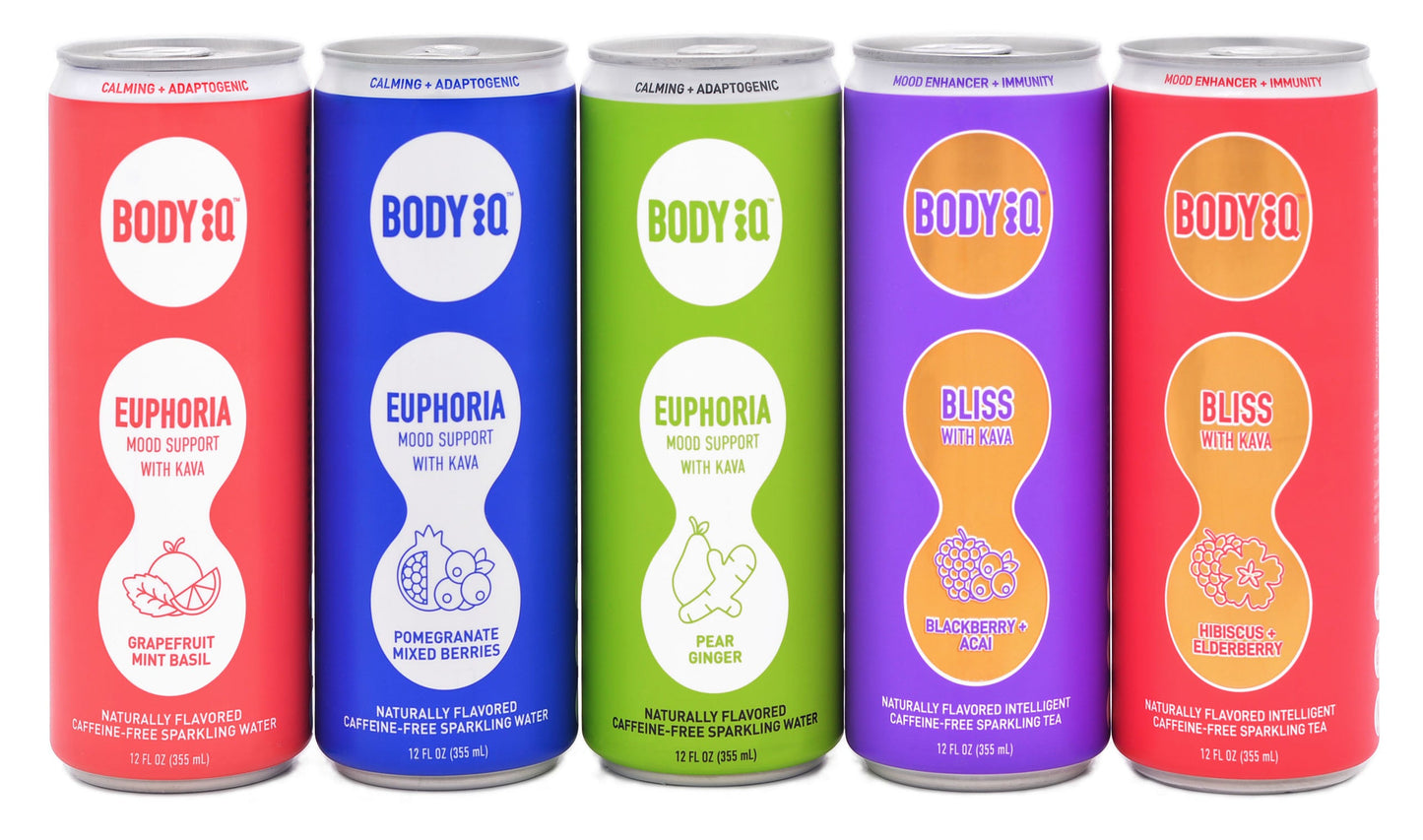 Body iQ – Euphoria Intelligent Sparkling Water, Vitamin Drink for Immune Support, Great Tasting Flavored Water for Relaxation, Grapefruit Mint Basil, 12-Pack