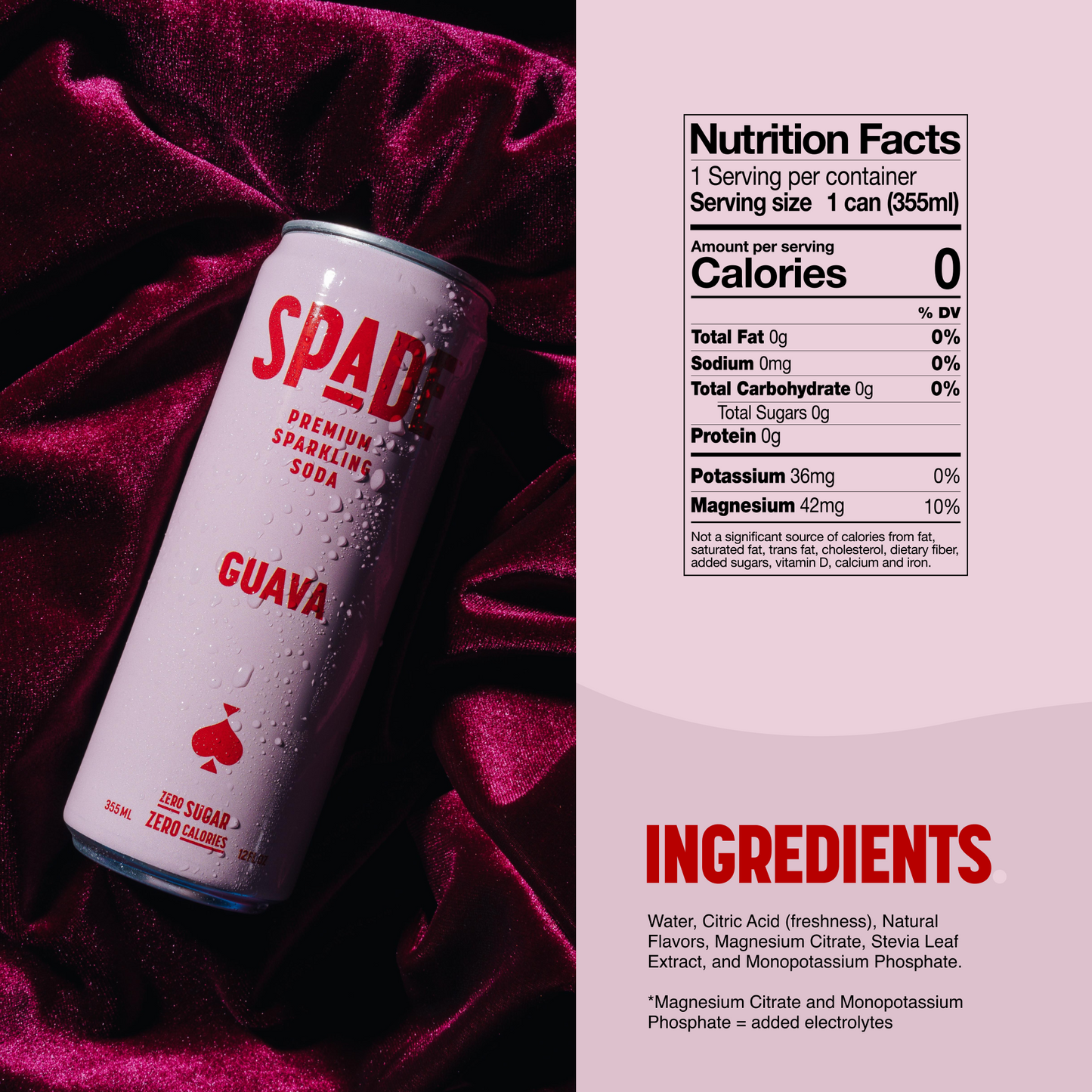 Spade Guava Soda 12 oz - 12 pack