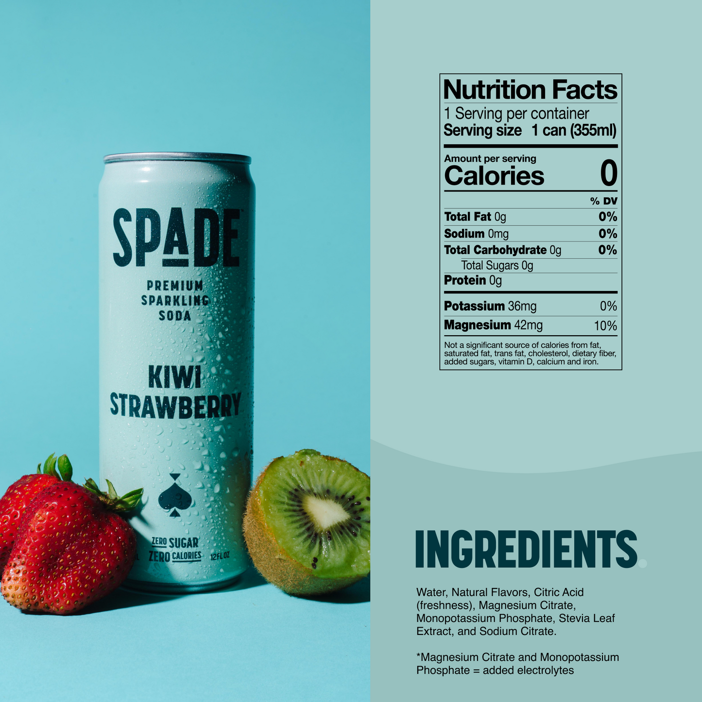 Spade Kiwi Strawberry Soda 12 oz - 12 pack
