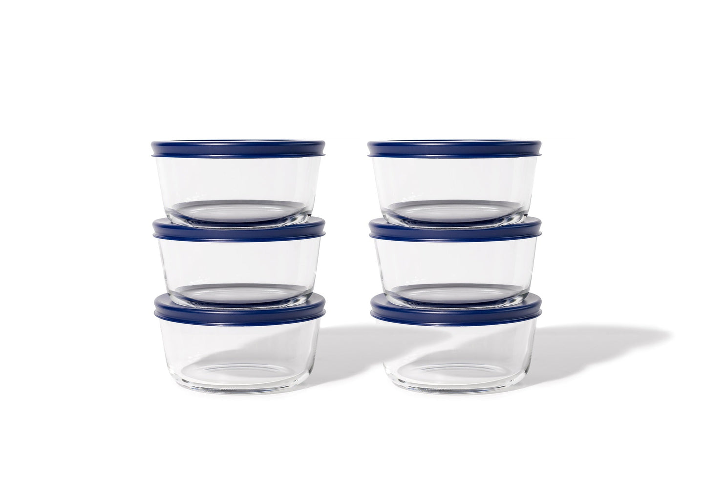 Glass Food Storage Containers - 12 Piece 4 Cup Set (6 Containers + 6 Lids) BPA-Free Lids