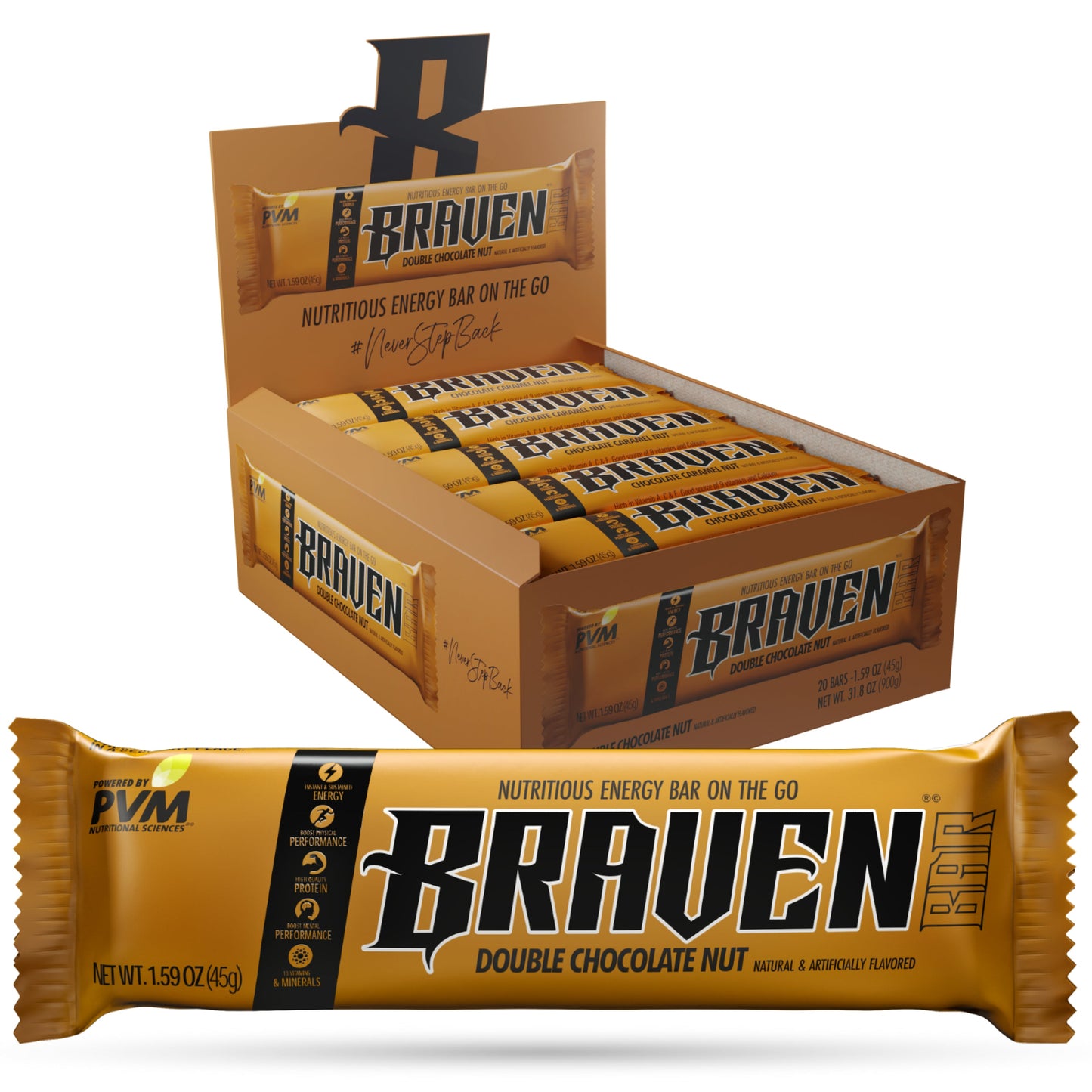 BRAVEN Energy Bar Double Chocolate Nut 20-pack