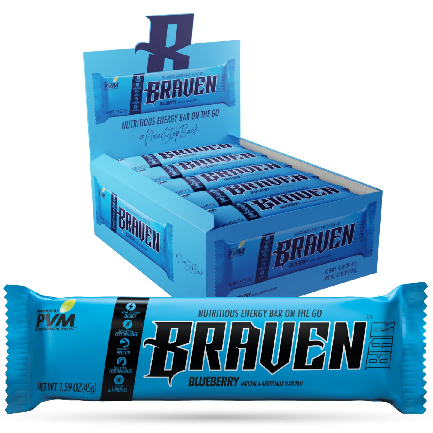 BRAVEN Energy Bar Blueberry 20-pack