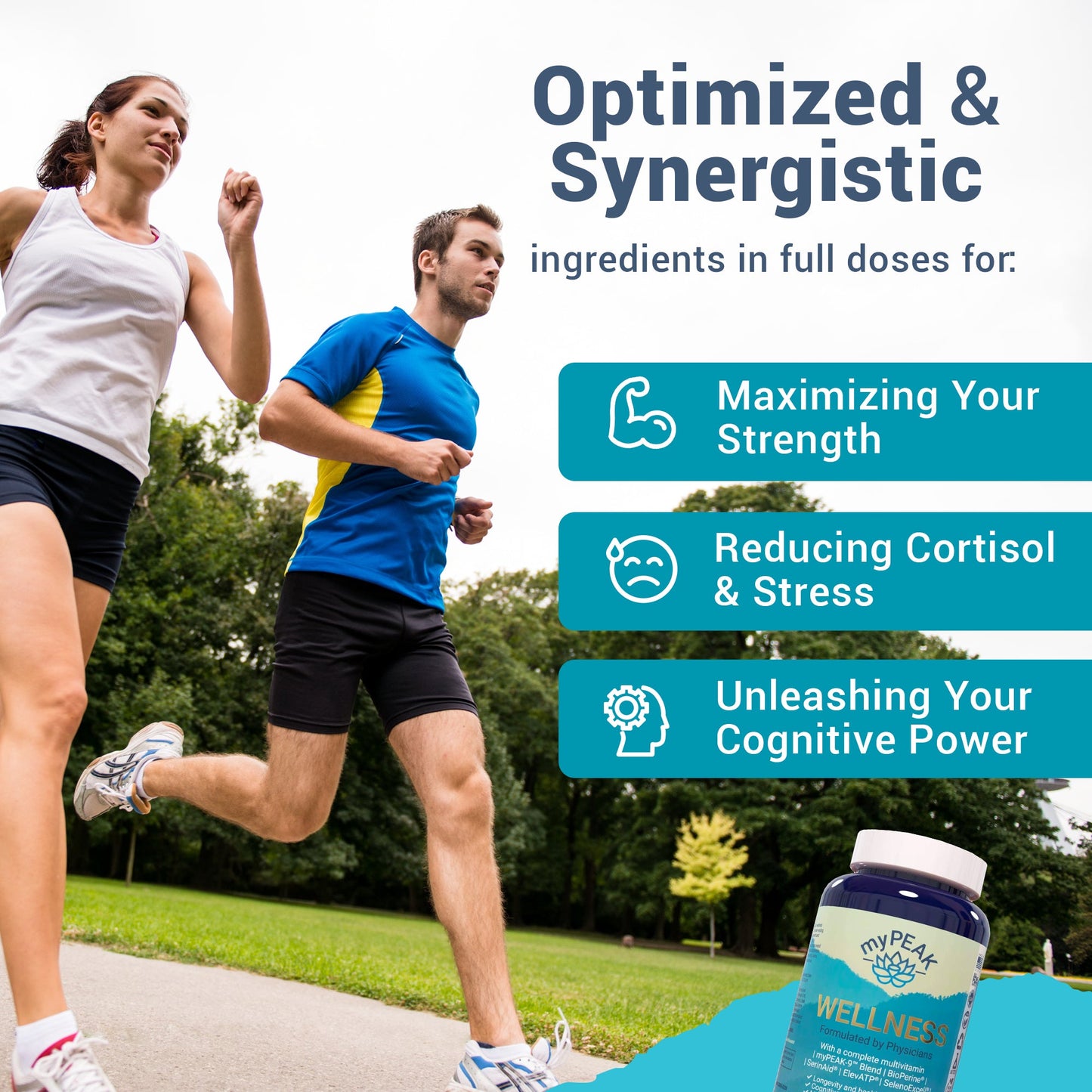 myPEAK Wellness: The Best Vegan Multivitamin for Men, Women & Seniors with ElevATP® Ancient Peat Extract to Support Strength, Immunity, Fitness, Performance, Endurance, Focus, Memory, Mood, Anti-Aging, Stress-Reduction & Nutrition Benefits.