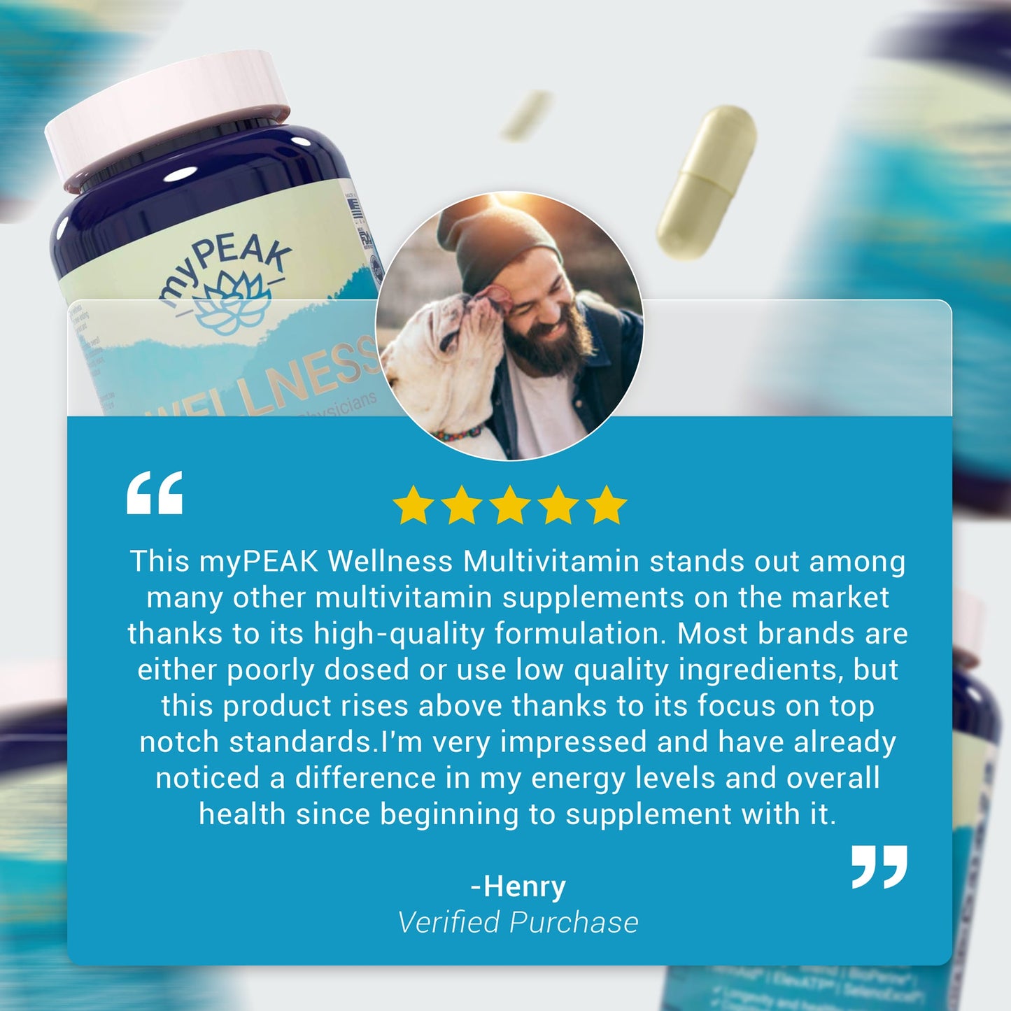 myPEAK Wellness: The Best Vegan Multivitamin for Men, Women & Seniors with ElevATP® Ancient Peat Extract to Support Strength, Immunity, Fitness, Performance, Endurance, Focus, Memory, Mood, Anti-Aging, Stress-Reduction & Nutrition Customer Review.