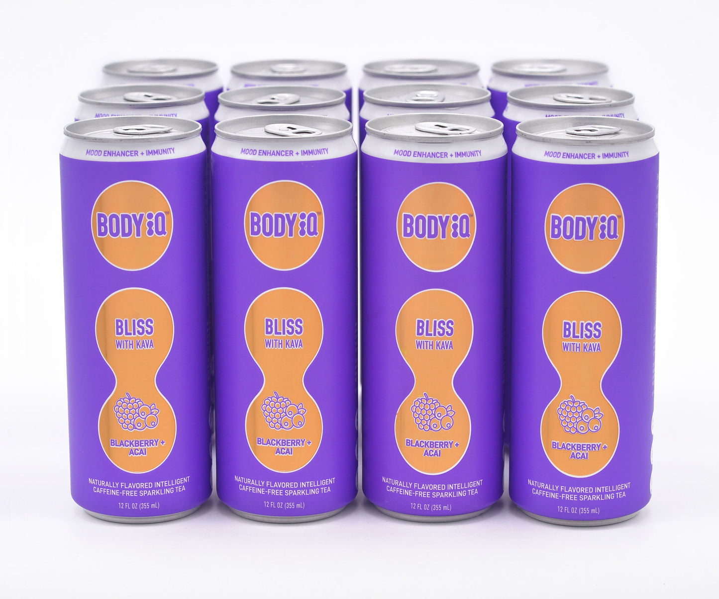 Body iQ - BLISS Caffeine Free Sparkling Water (Hibiscus Elderberry with tea essence, 12 Pack Case)