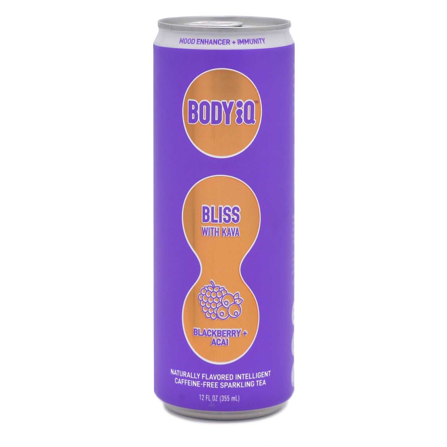 Body iQ - BLISS Caffeine Free Sparkling Water (Hibiscus Elderberry with tea essence, 12 Pack Case)