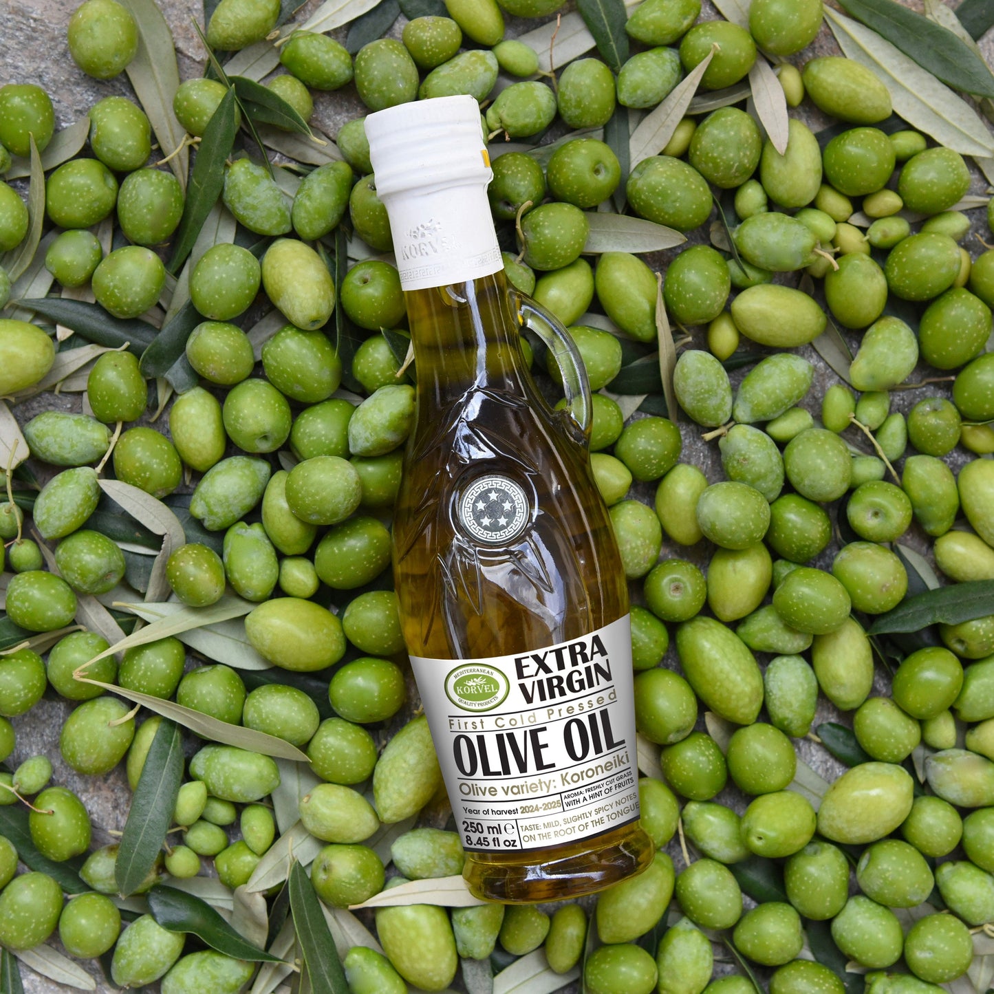 KORVEL Greek Extra Virgin olive oil collection, Amphora 8.45 fl oz - 4 pack