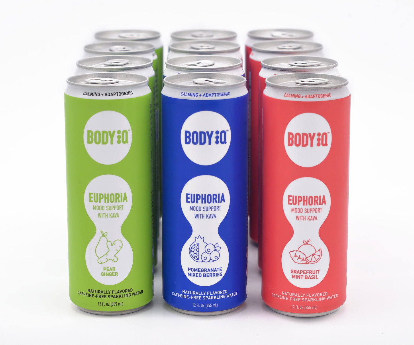 Body iQ – Euphoria Intelligent Sparkling Water, Vitamin Drink for Immune Support, Great Tasting Flavored Water for Relaxation, Grapefruit Mint Basil, 12-Pack