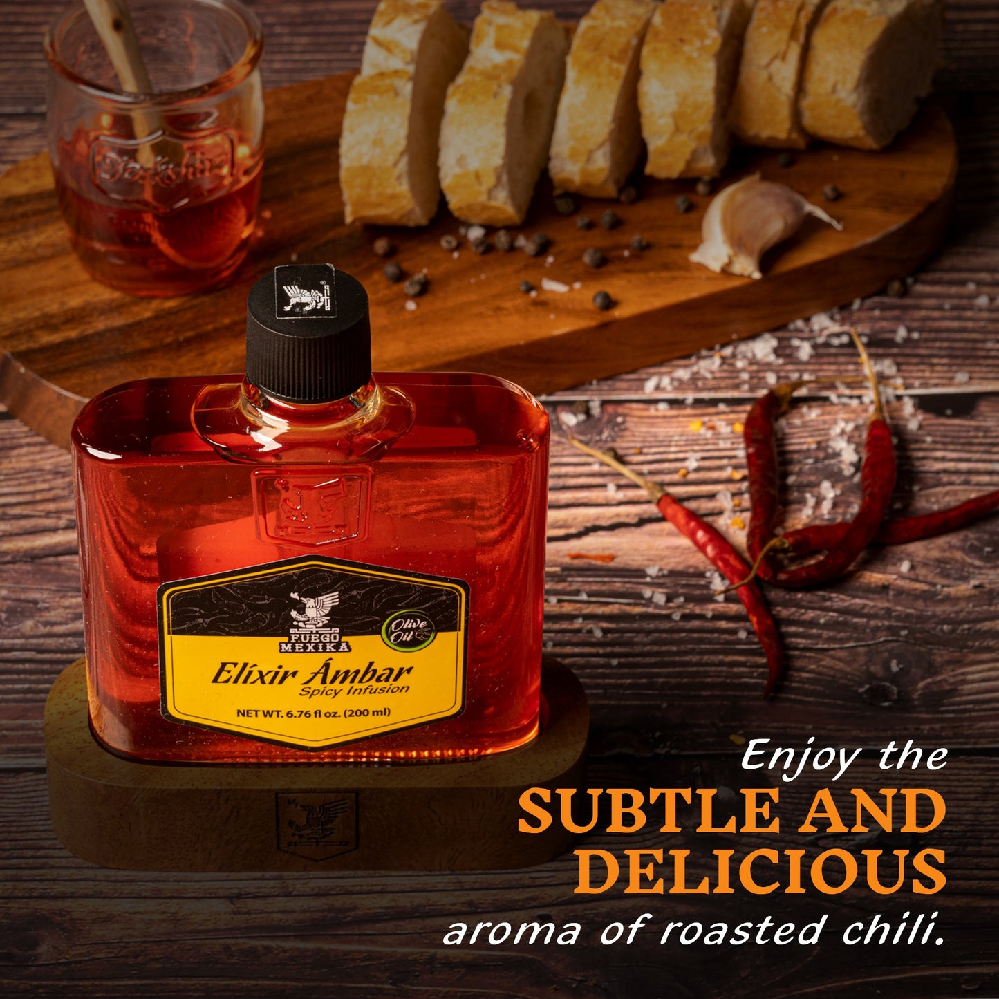 2-Pack Elixir Ambar - Chili & Garlic infused Olive Oil by FUEGO MEXIKA