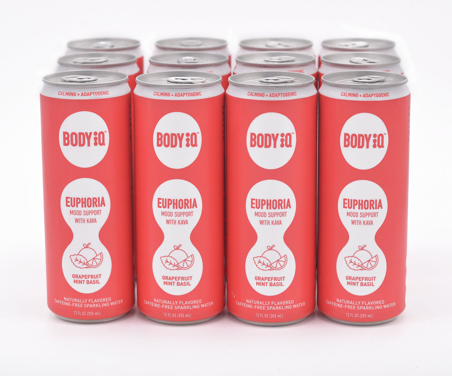 Body iQ – Euphoria Intelligent Sparkling Water, Vitamin Drink for Immune Support, Great Tasting Flavored Water for Relaxation, Grapefruit Mint Basil, 12-Pack