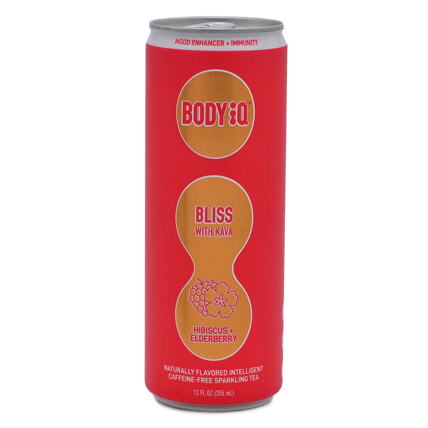 Body iQ - BLISS Caffeine Free Sparkling Water (Hibiscus Elderberry with tea essence, 12 Pack Case)
