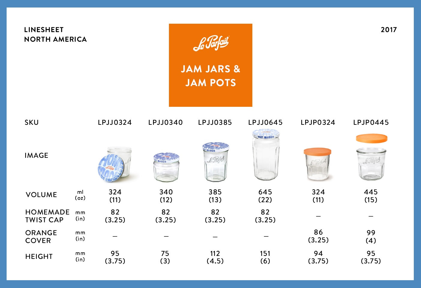 Le Parfait Jam Jar 13 oz - 6 pack