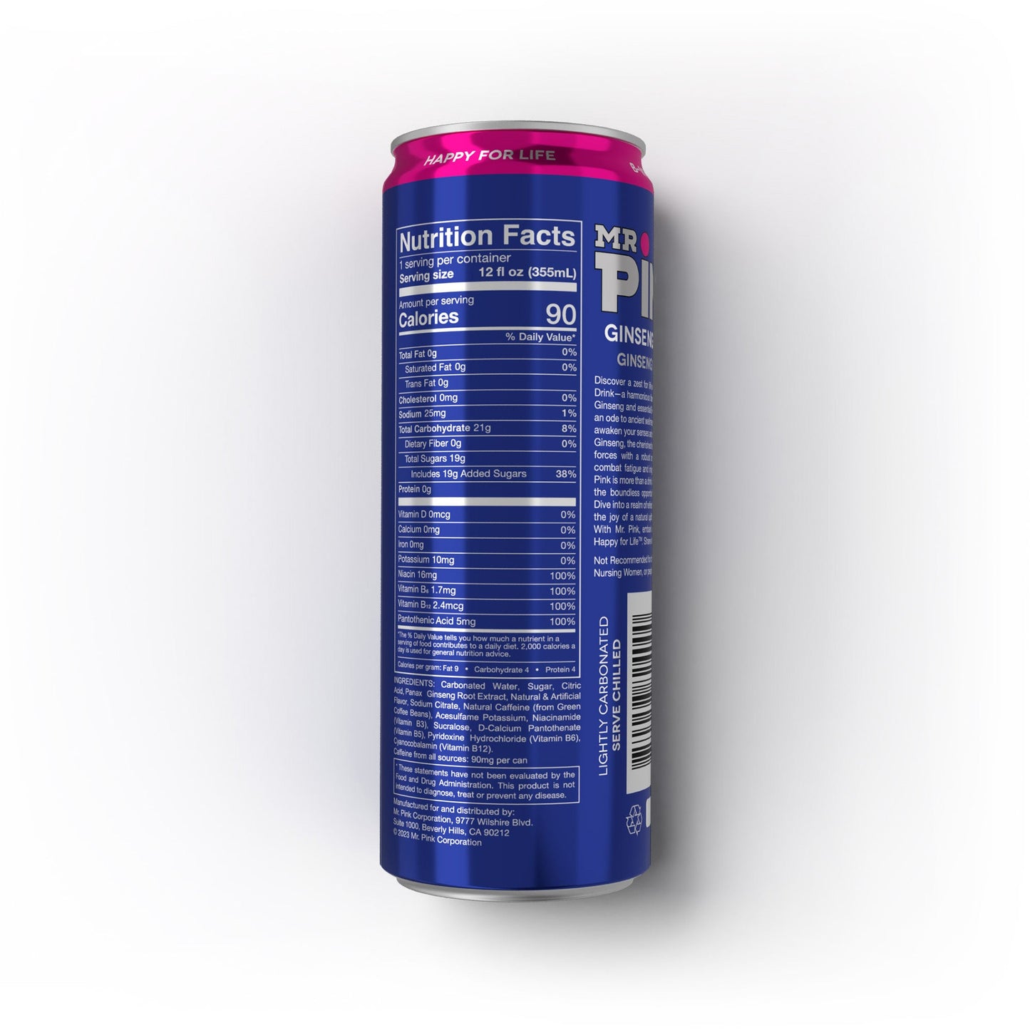 Mr. Pink Original Ginseng Drink- Natural Herbal Supplement for Energy and Focus, 12-Pack Liquid Boost, Rich in B-Vitamins