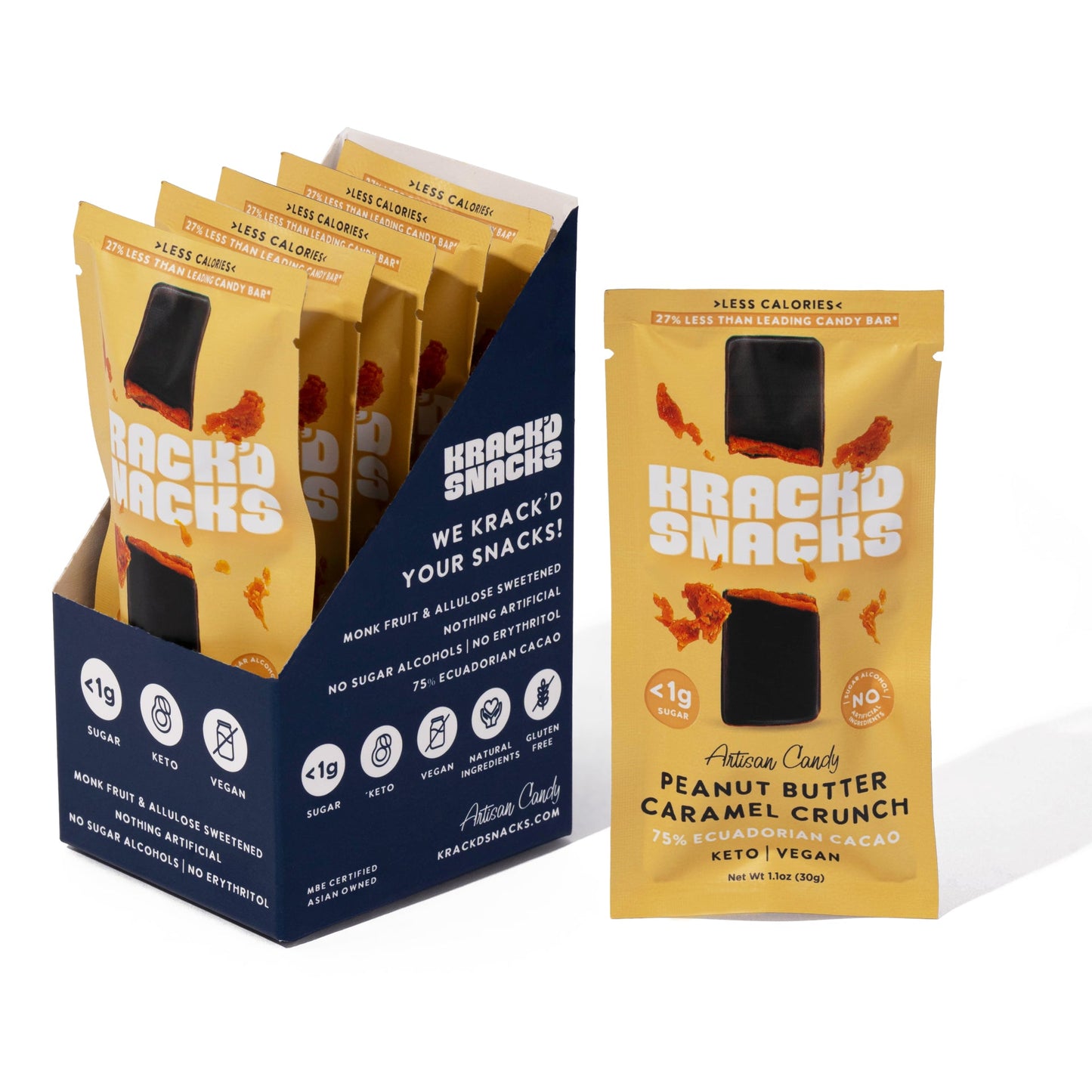 Krack'd Snacks Dark Chocolate PB Caramel Crunch - 15 Bars