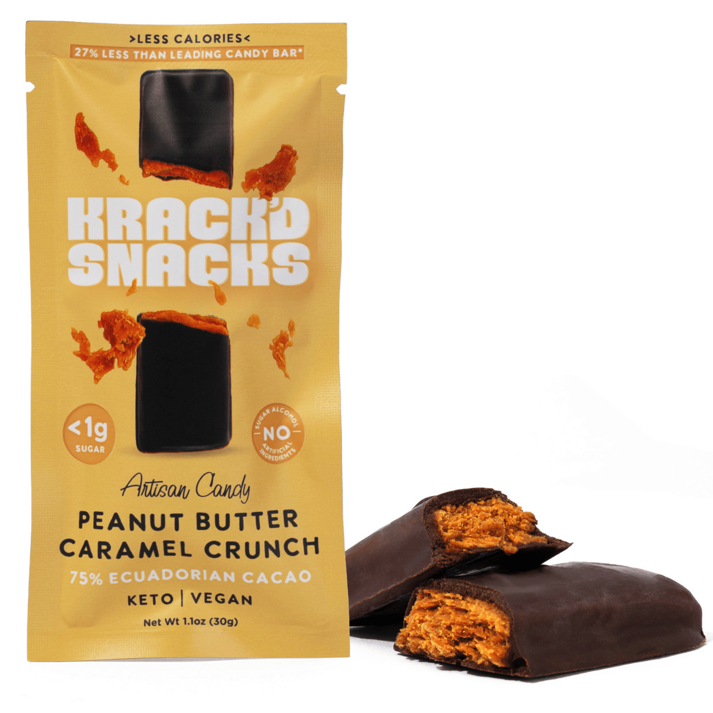Krack'd Snacks Dark Chocolate PB Caramel Crunch - 15 Bars