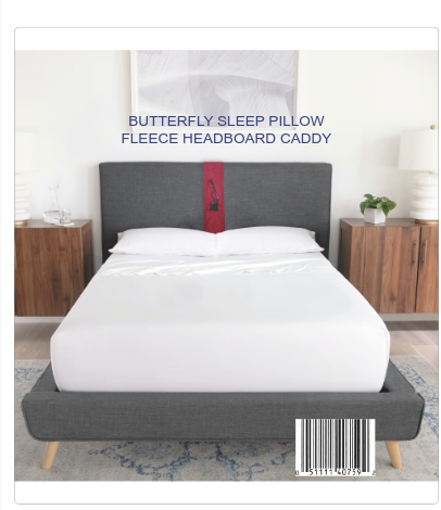 Butterfly Sleep Pillow - Fleece Headboard Caddy 2 Pack