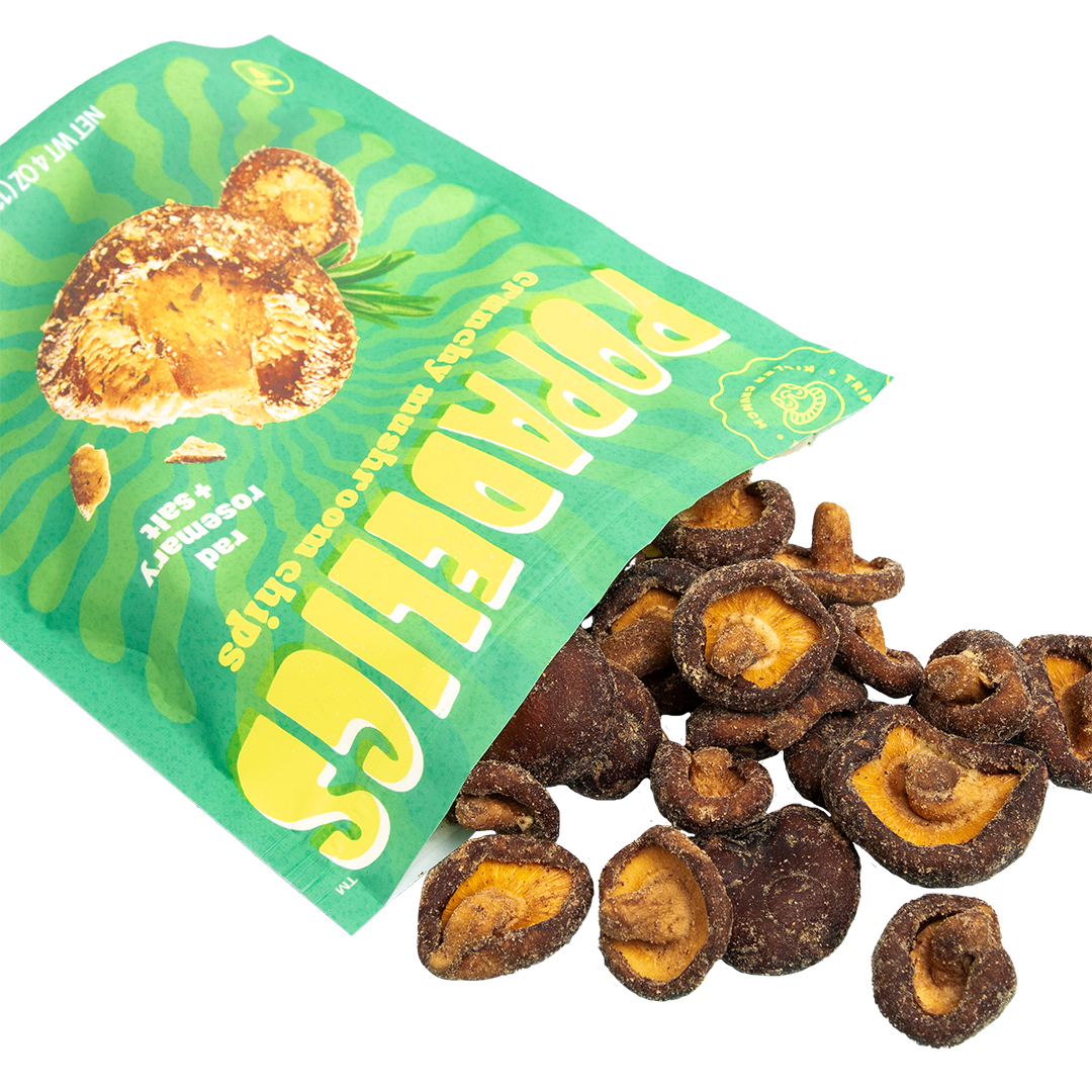 Popadelics Crunchy Mushroom Chips Rad Rosemary & Salt 1.4 oz - 12 pack