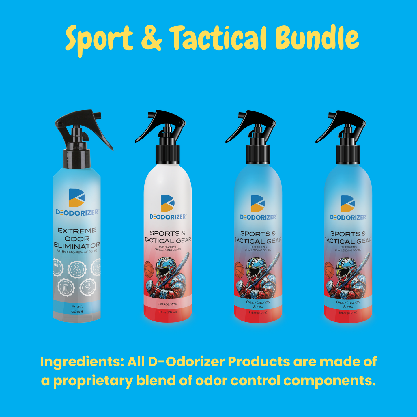 D-Odorizer - Extreme Sport Odor Eliminators 8oz/16oz - 4 Pack