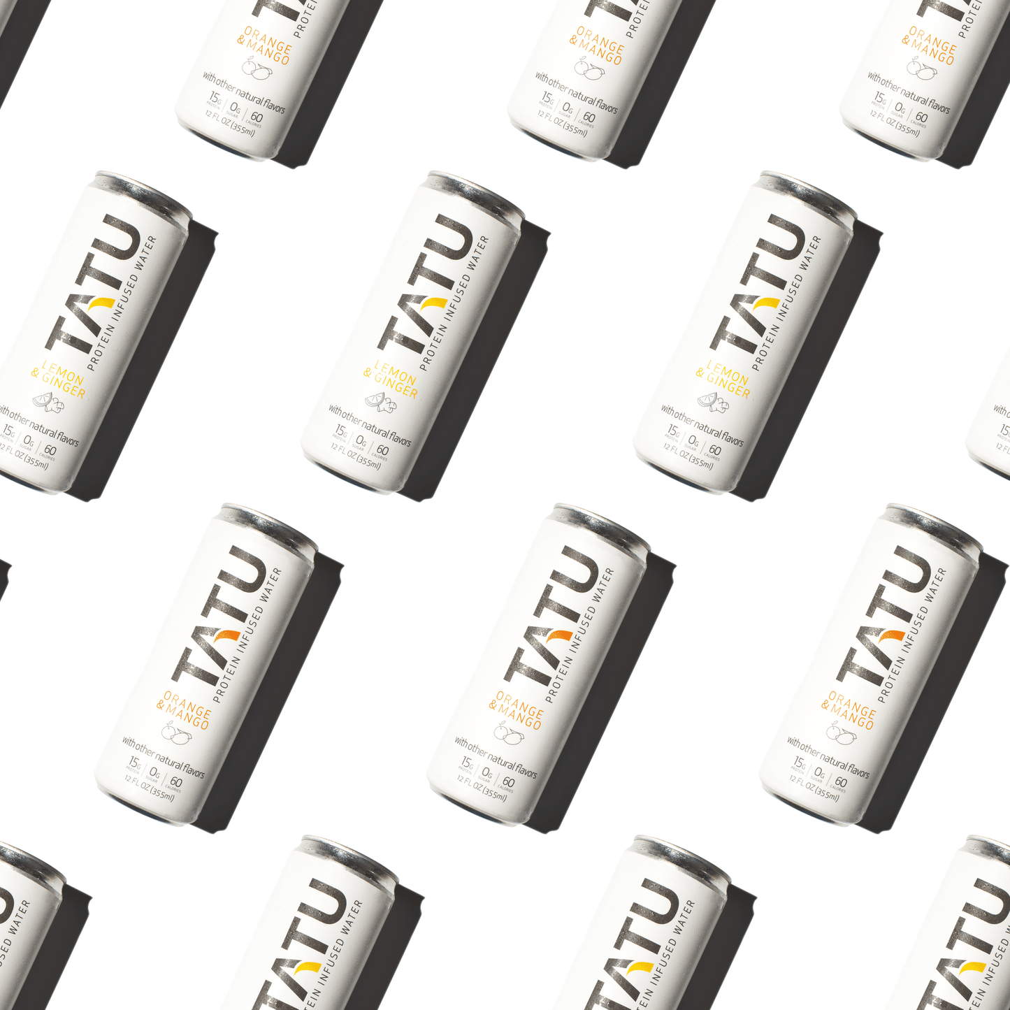 Mindful Proteins TATU Protein Water Juicy Orange Mango & Zesty Lemon Ginger - two 4-packs of Zesty Lemon Ginger & one 4-pack of Juicy Orange Mango