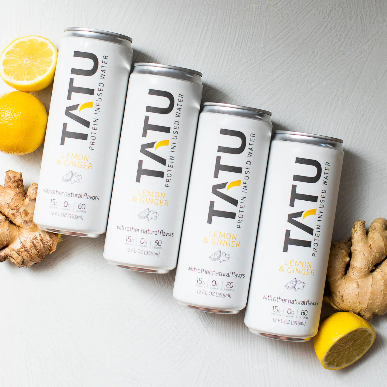 Mindful Proteins TATU Protein Water Zesty Lemon Ginger - Three 4-packs