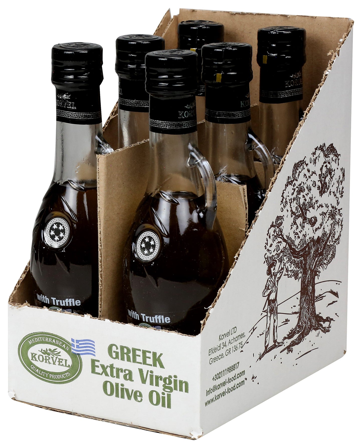KORVEL Greek Extra Virgin Olive Oil with Truffle-flavored, Amphora 8.45 fl oz - 2 pack