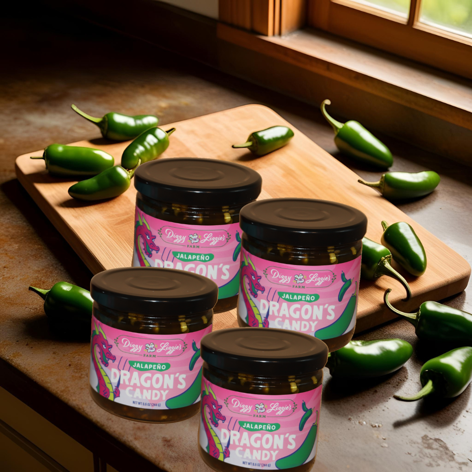 Dizzy Lizzie's Farm Jalapeno Dragon's Candy 8.6 oz - 4 pack