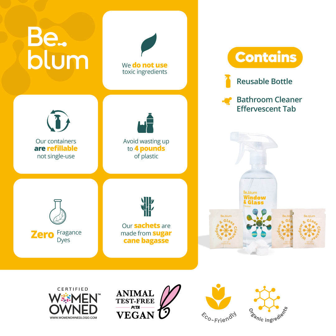 Be.blum Windows and Glass Cleaning Kit + 5 refill x 16.9 fl Oz
