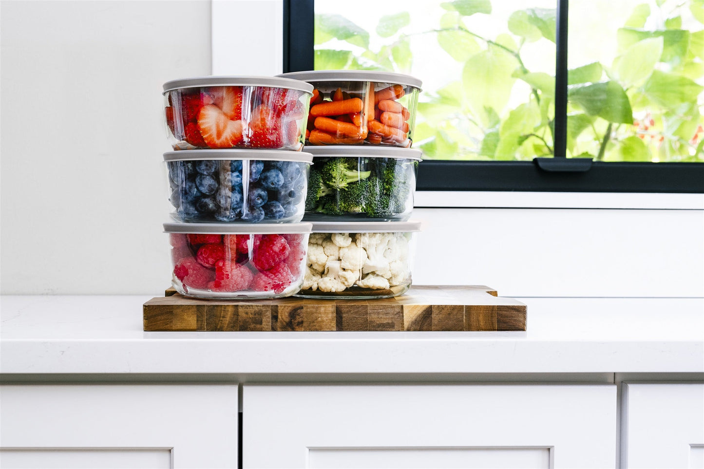 Glass Food Storage Containers - 12 Piece 4 Cup Set (6 Containers + 6 Lids) BPA-Free Lids