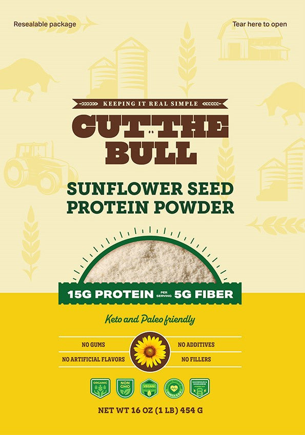Cut the Bull Sunflower Seed & Brown Rice Protein Powders 1 lb each - 6 pack combo