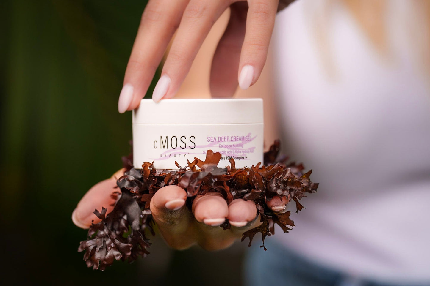 cmoss sea deep cream gel over bed of irish sea moss