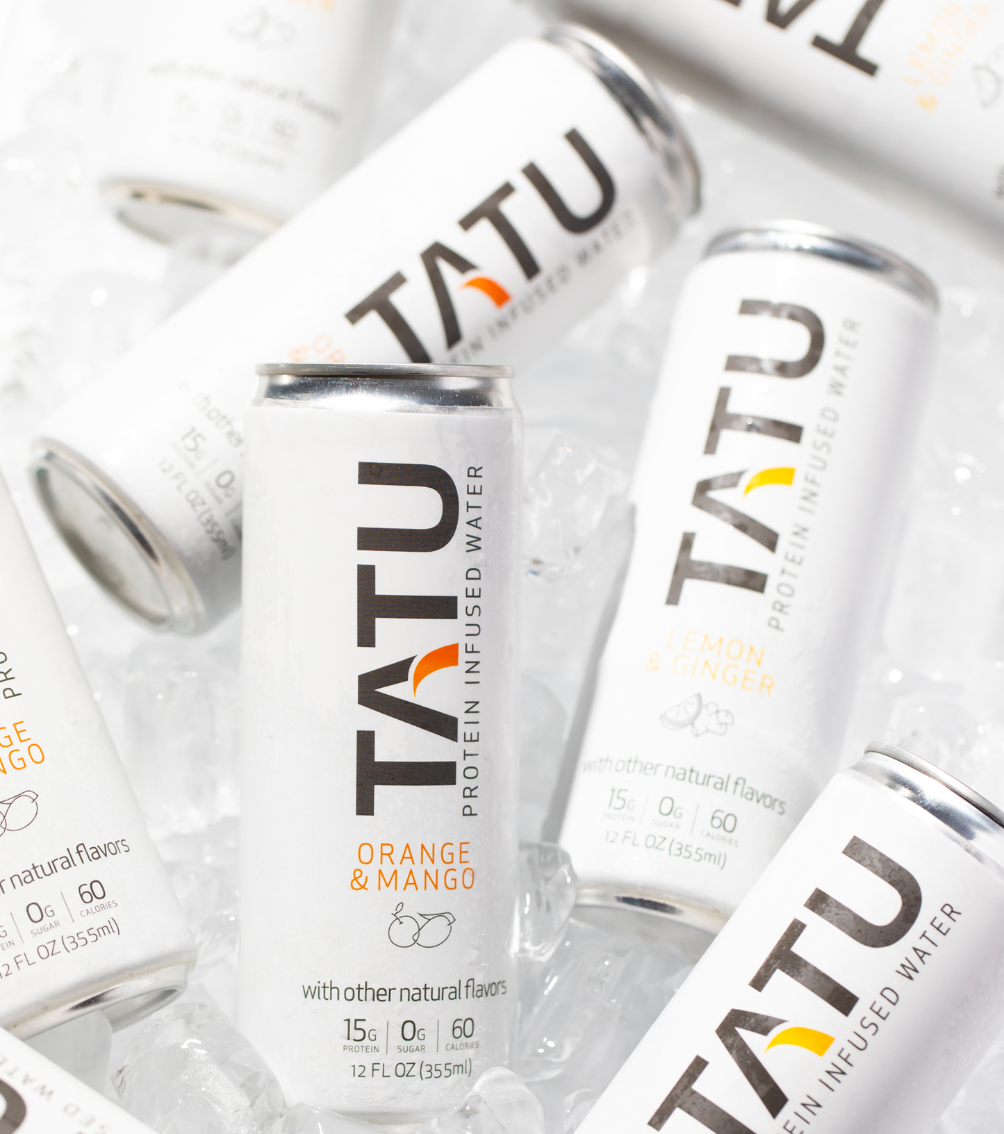 Mindful Proteins TATU Protein Water Juicy Orange Mango & Zesty Lemon Ginger - two 4-packs of Juicy Orange Mango & one 4-pack of Zesty Lemon Ginger