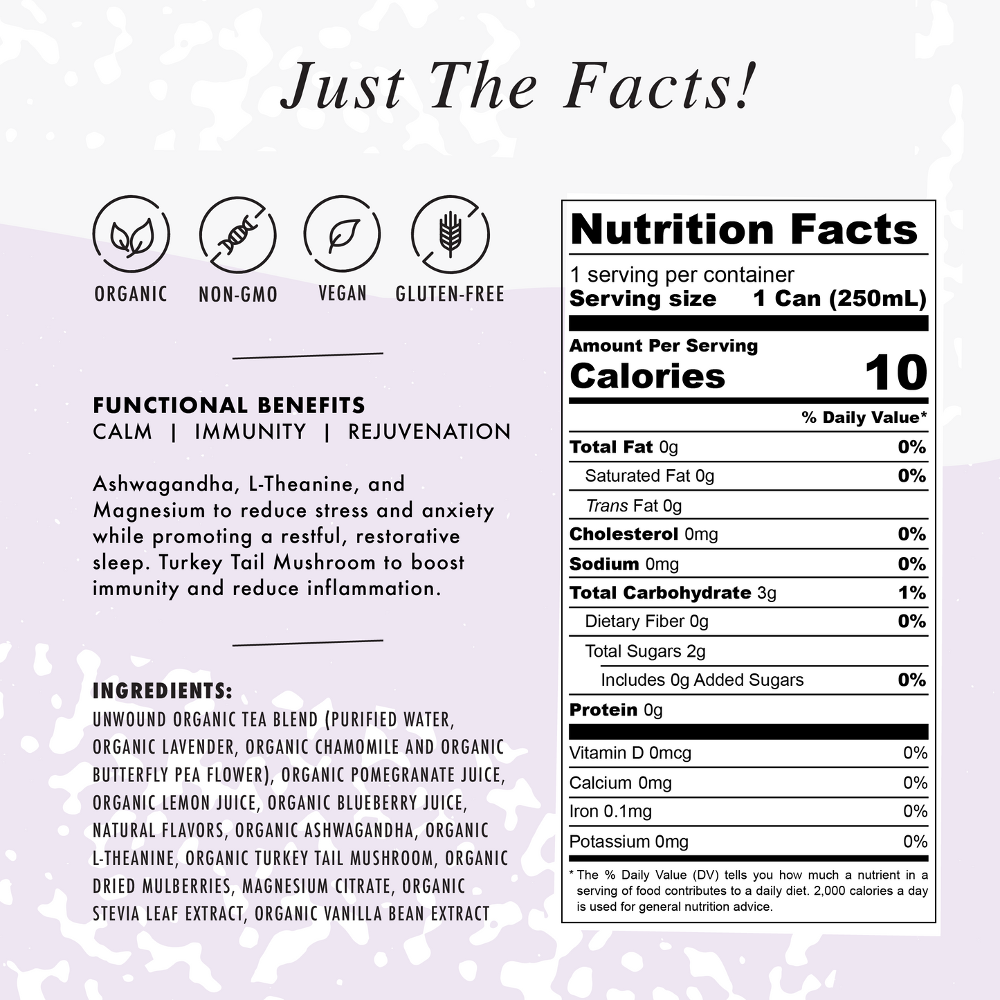 NA Functional Mocktail, Lavender Blueberry, Calming, 8.4oz (12 Pack)