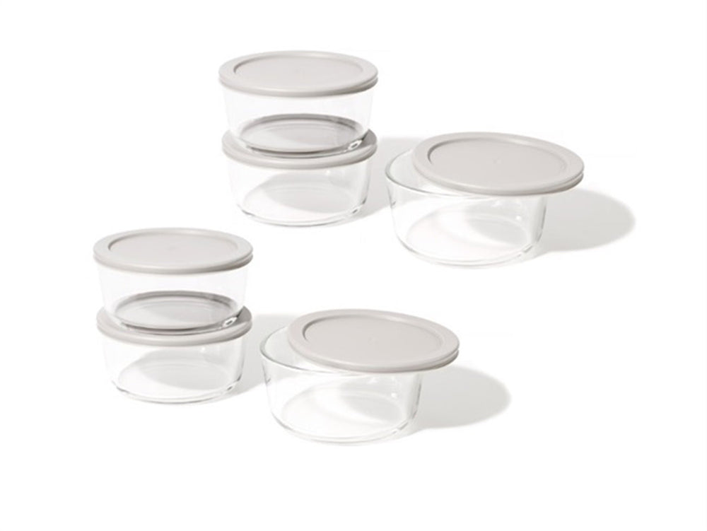 Glass Food Storage Containers - 12 Piece 4 Cup Set (6 Containers + 6 Lids) BPA-Free Lids