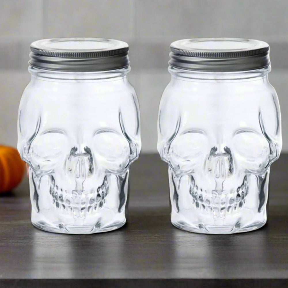 
                      
                        Dura Living - Skull Mason Jar with Lid-16 oz Clear 2-Pack
                      
                    