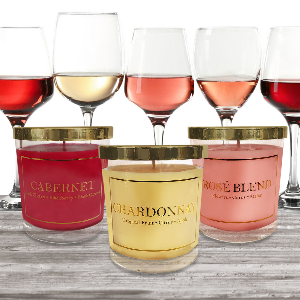 LumaBase Scented Wax Candles, Wine Collection - Set of 3