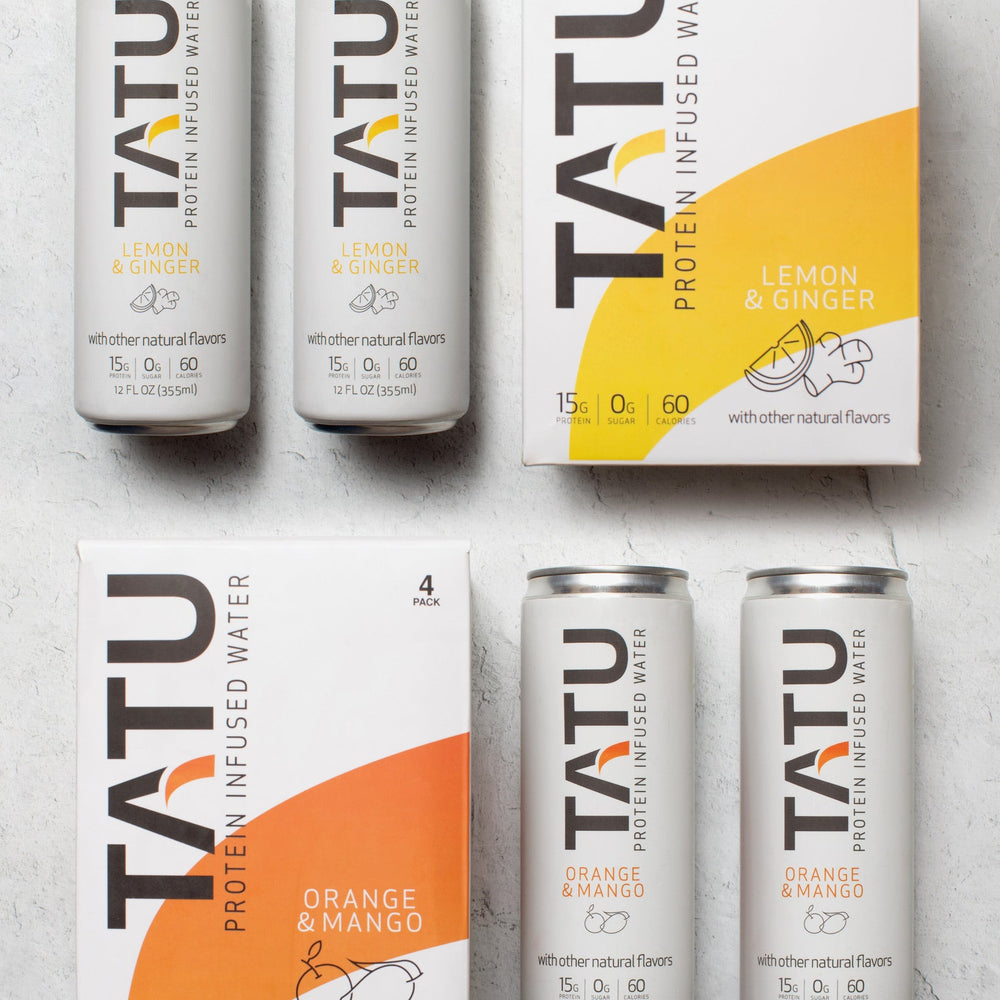 
                      
                        Mindful Proteins TATU Protein Water Juicy Orange Mango & Zesty Lemon Ginger - two 4-packs of Juicy Orange Mango & one 4-pack of Zesty Lemon Ginger
                      
                    