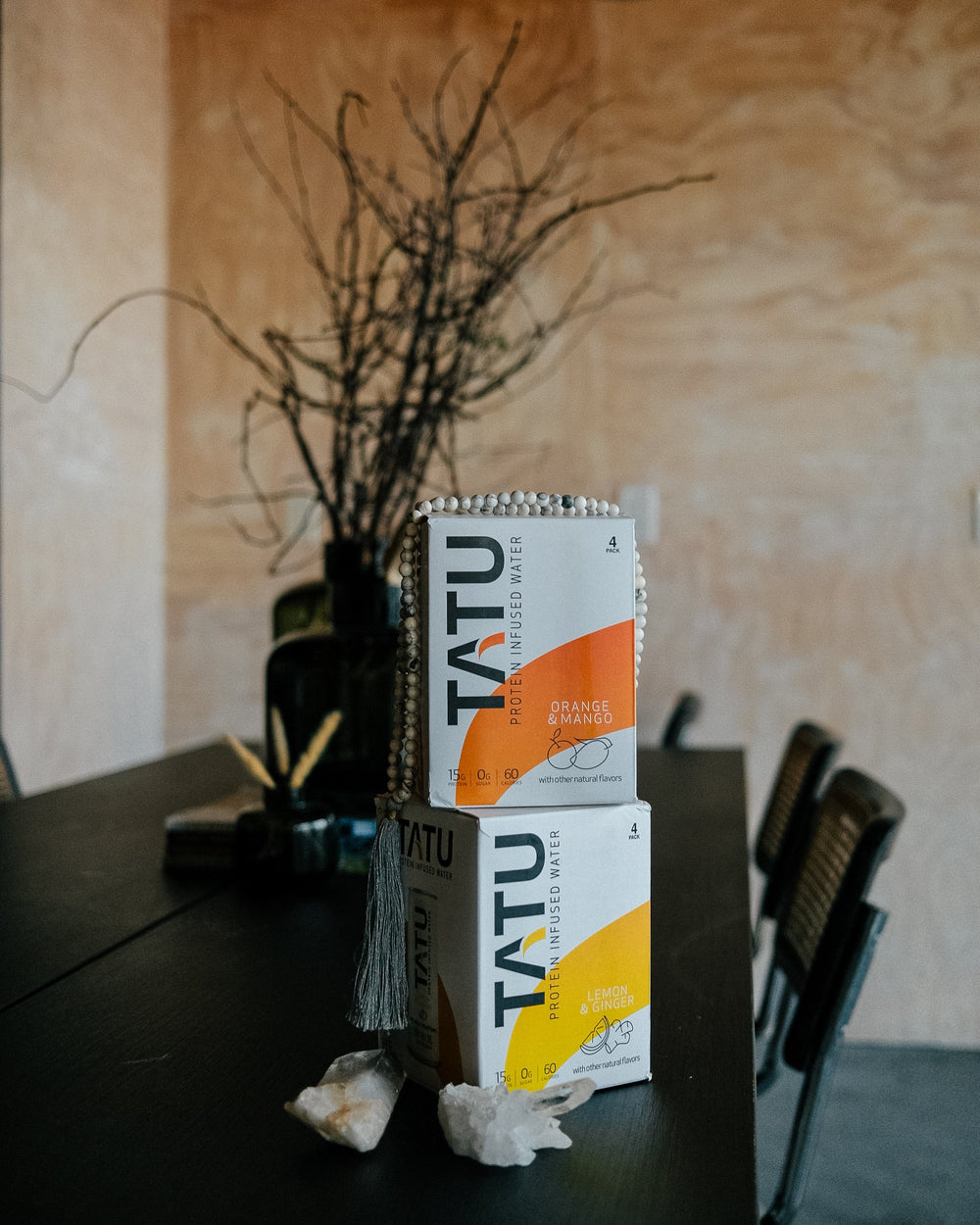 Mindful Proteins TATU Protein Water Juicy Orange Mango & Zesty Lemon Ginger - two 4-packs of Zesty Lemon Ginger & one 4-pack of Juicy Orange Mango