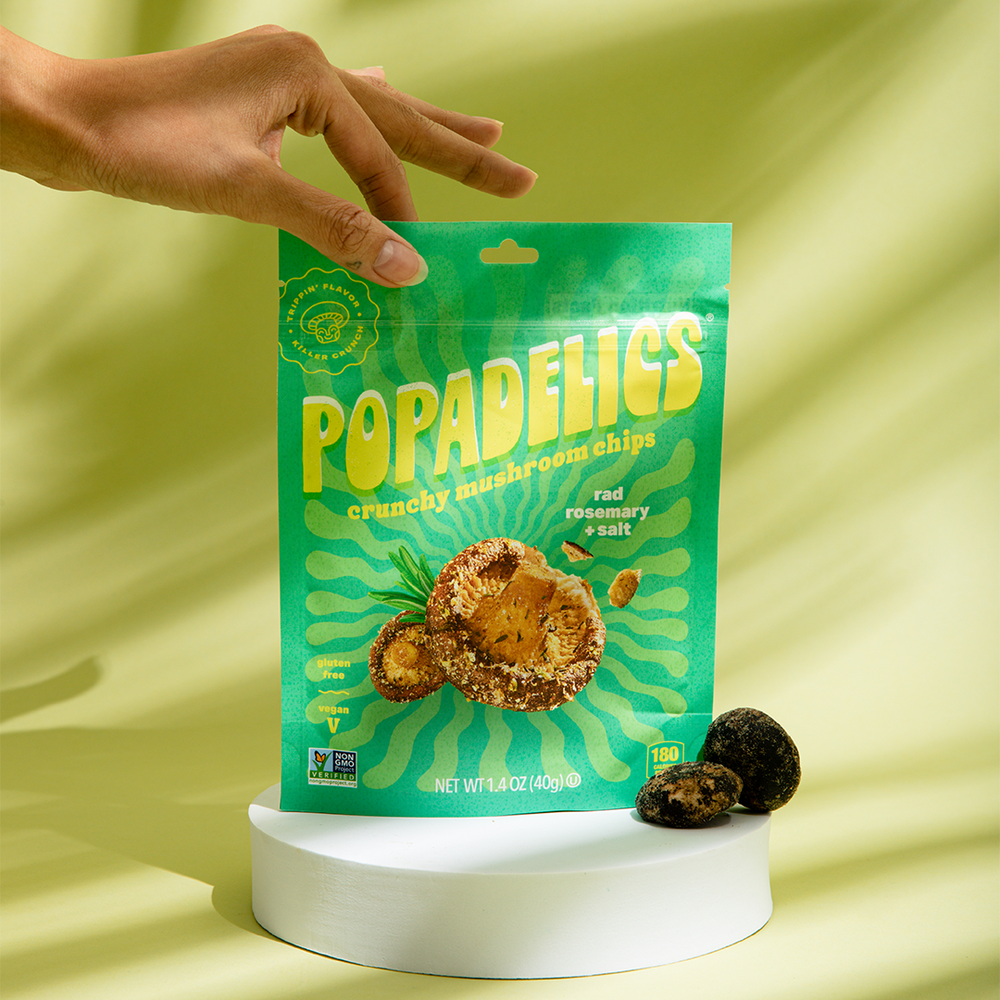 Popadelics Crunchy Mushroom Chips Rad Rosemary & Salt 1.4 oz - 12 pack