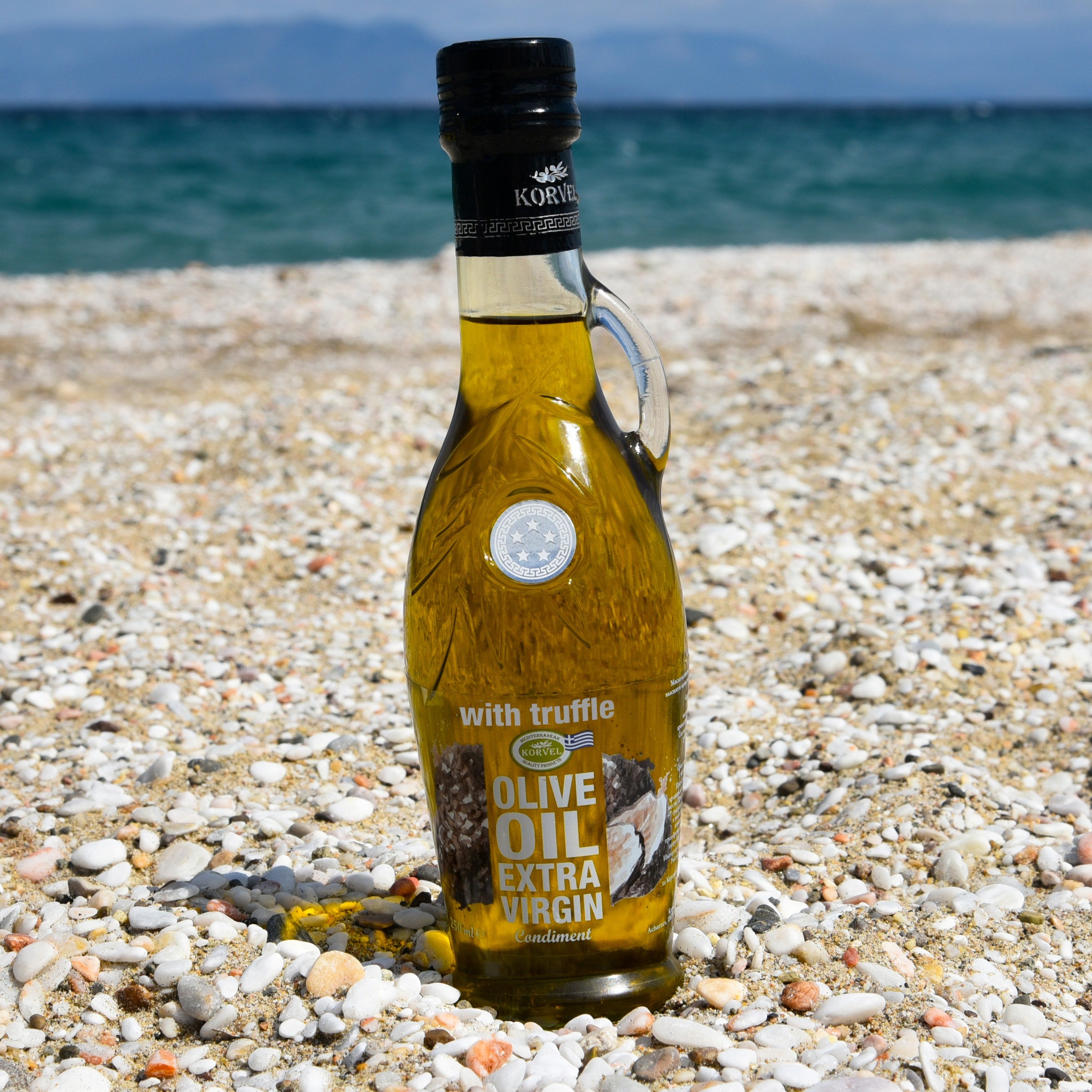 KORVEL Greek Extra Virgin Olive Oil with Truffle-flavored, Amphora