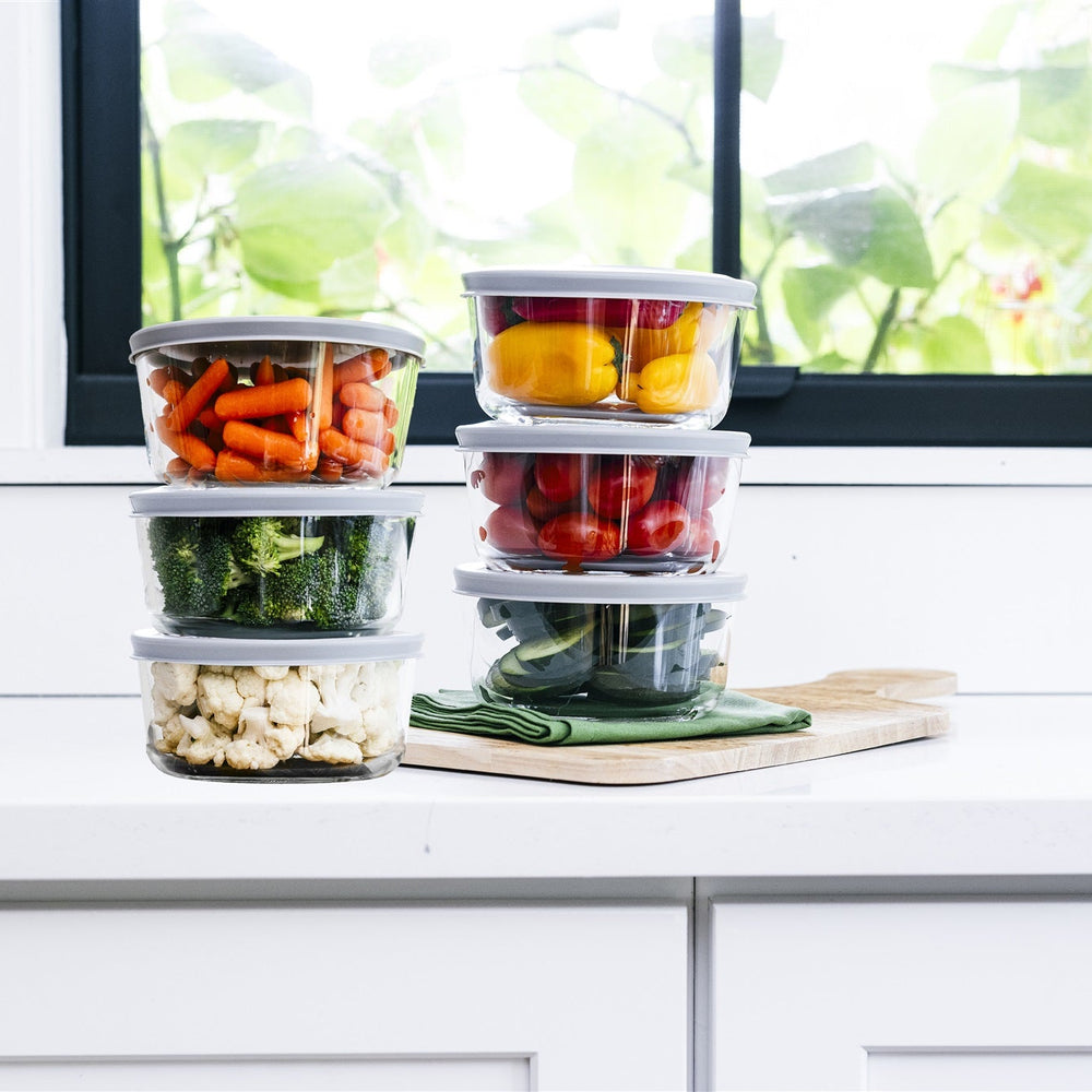 
                      
                        Glass Food Storage Containers - 12 Piece 4 Cup Set (6 Containers + 6 Lids) BPA-Free Lids
                      
                    