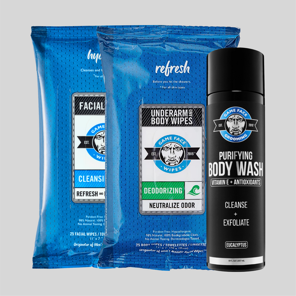 Game Face Grooming Wipe + Body Wash Bundle