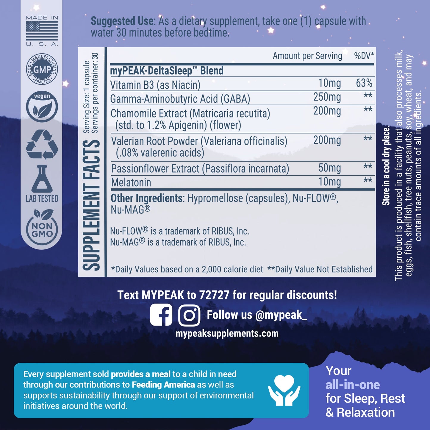 myPEAK DeltaSleep: All Natural Sleep Aid and Deep Sleep Cycle Optimizer with Natural Melatonin, Valerian Root, Chamomile, Passionflower, & GABA Sleep Supplement, Supports Faster, Deeper, Longer Sleep & Non-Habit Forming Ingredients.