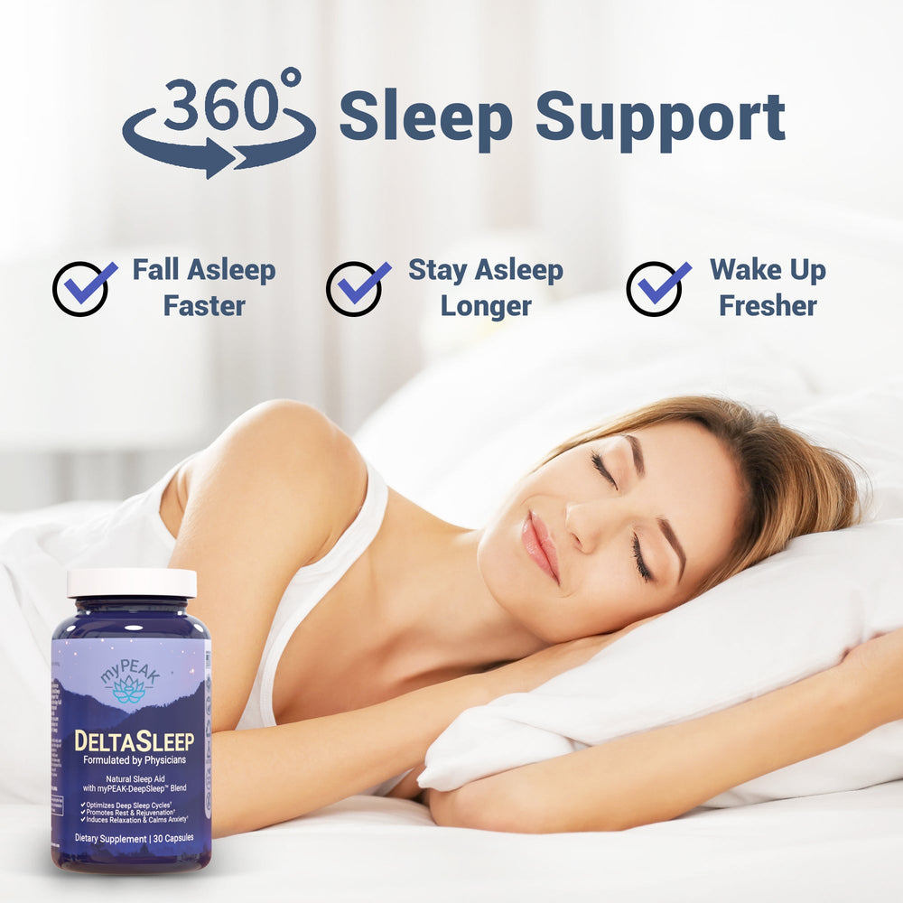 
                      
                        myPEAK DeltaSleep: All Natural Sleep Aid and Deep Sleep Cycle Optimizer with Natural Melatonin, Valerian Root, Chamomile, Passionflower, & GABA Sleep Supplement, Supports Faster, Deeper, Longer Sleep & Non-Habit Forming Benefits.
                      
                    