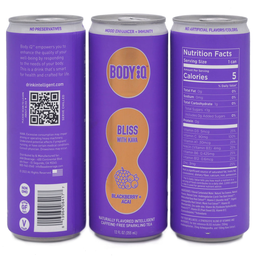 
                      
                        Body iQ - BLISS Caffeine Free Sparkling Water (Hibiscus Elderberry with tea essence, 12 Pack Case)
                      
                    