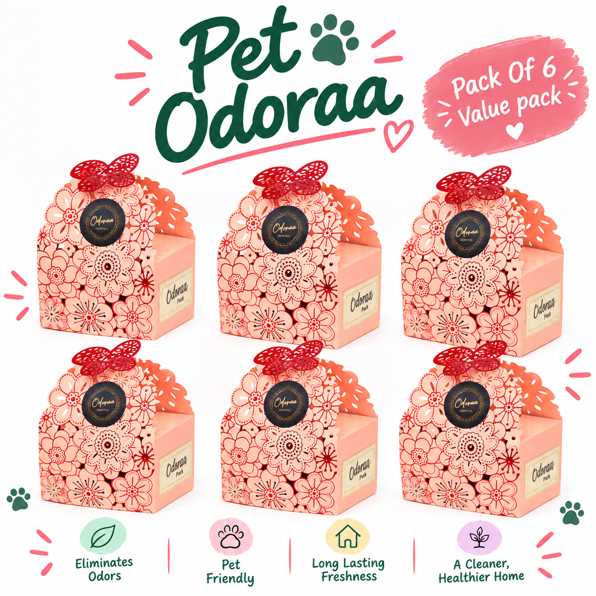 Odoraa -Pet Odoraa | Pet Odor Eliminator for Homes with Pets | Odor Absorber | Solar Rechargeable & Eco-Friendly | 3.5oz (Pack of 6))